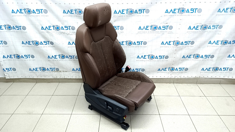 Passenger seat Audi Q5 80A 18-24 with AIRBAG, Sport, leather, brown, electric, with heating and ventilation, with perforation, scratches, for dry cleaning