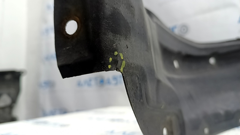 Front left fender liner Toyota Prius V 12-14 pre-restoration, tears, broken mudguard mounting bolt