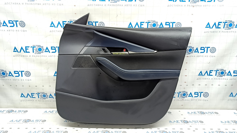Door trim card front right Mazda CX-30 20- black, insert dark blue, black cloth, armrest leather dark blue, scratches