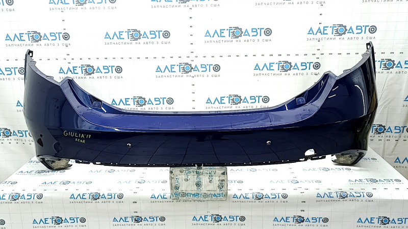 Bare rear bumper Alfa Romeo Giulia 17-18 for parking sensors, blue, dented, scratches, cracks