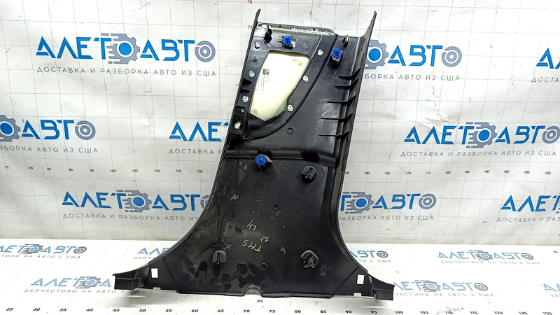 Center pillar trim lower left Tesla Model S 12-20 black, with beige insert, worn leather, scratches