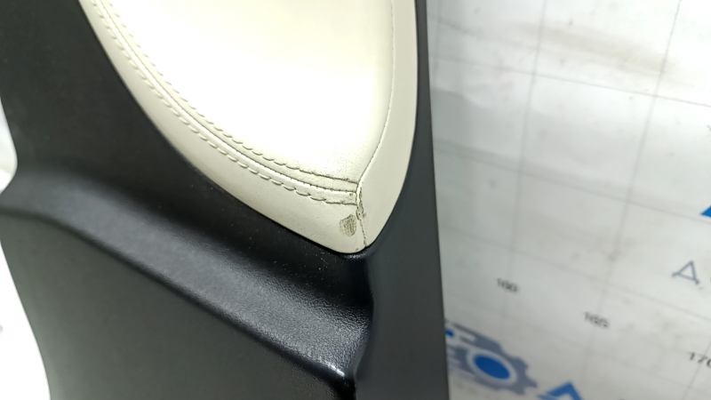 Center pillar trim lower left Tesla Model S 12-20 black, with beige insert, worn leather, scratches