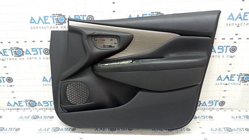 Door trim card front right Nissan Murano z52 15-18 black with black insert leather, armrest black leather, molding gray gloss, with backlight, scuffed, dents