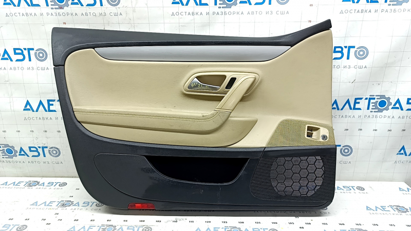 Door trim card front left VW CC 08-17 black with beige insert leather, armrest leather beige, molding gray, scratches