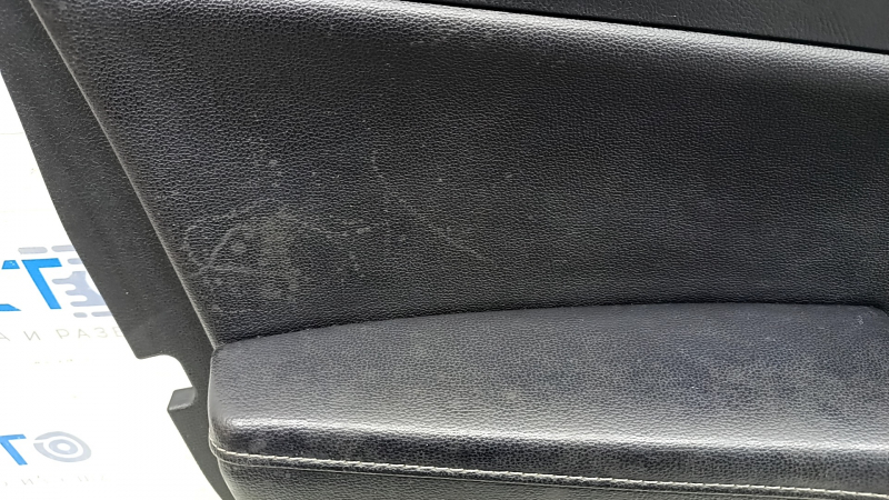 Door trim card front left Ford Fusion mk5 17-20 black with wood insert, leather armrest, gray molding, scratches, for dry cleaning, broken insert