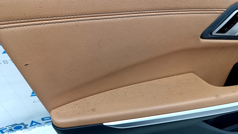 Door trim card front left BMW 3 G20 19- black, brown leather COGNAC, with chrome insert, with handle, for cleaning