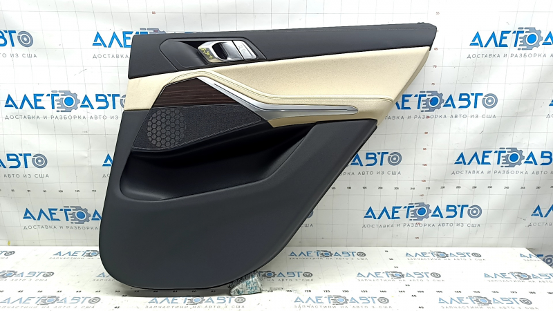 Door trim card rear right BMW X5 G05 19-23 leather schwarz/Canberra-Beige without curtain