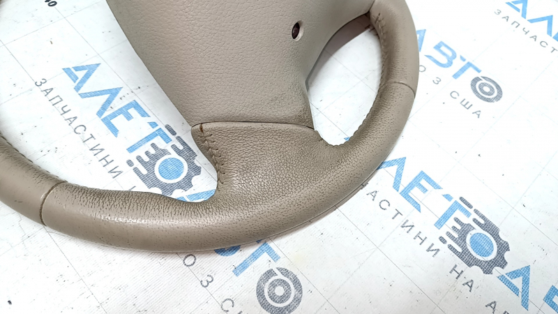 Naked steering wheel Nissan Rogue 14-16 beige leather, dry-cleaned, worn, scratches, cracks