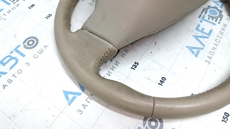 Naked steering wheel Nissan Rogue 14-16 beige leather, dry-cleaned, worn, scratches, cracks