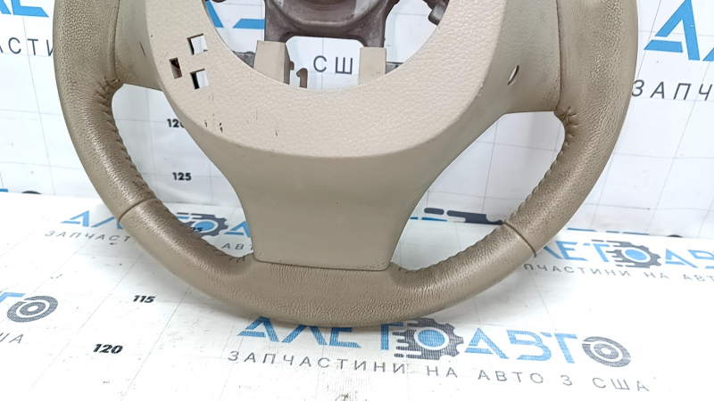 Naked steering wheel Nissan Rogue 14-16 beige leather, dry-cleaned, worn, scratches, cracks