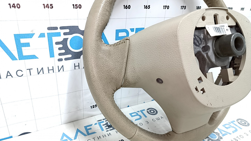 Naked steering wheel Nissan Rogue 14-16 beige leather, dry-cleaned, worn, scratches, cracks