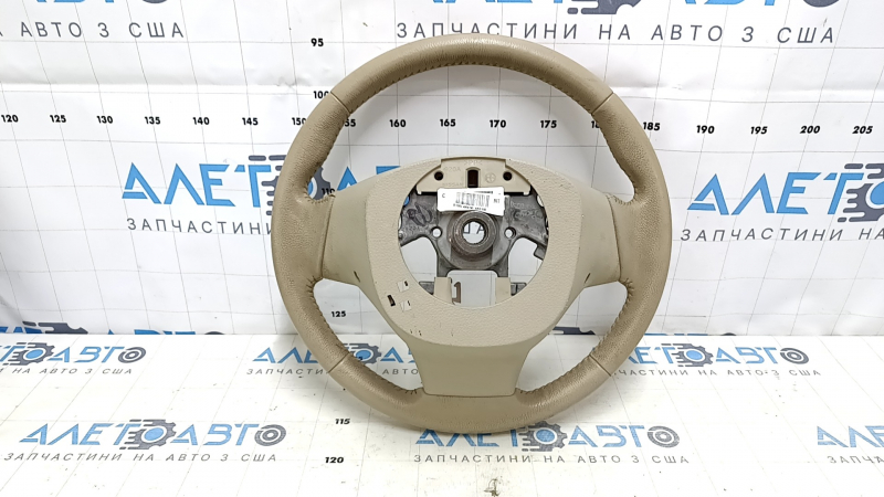 Naked steering wheel Nissan Rogue 14-16 beige leather, dry-cleaned, worn, scratches, cracks