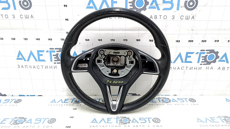 Naked steering wheel Infiniti QX30 17-19 leather black, white stitching, scratches, bumps