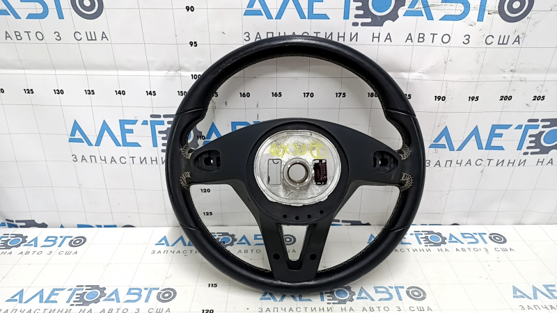 Naked steering wheel Infiniti QX30 17-19 leather black, white stitching, scratches, bumps