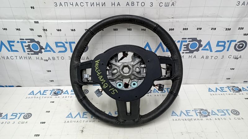 Naked steering wheel Ford Mustang mk6 15-23 leather black, without button covers, scuffs, scratches, dents