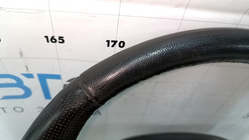 Steering wheel bare Lincoln MKZ 13-20 leather black, with wood trim, worn, dents, scratches