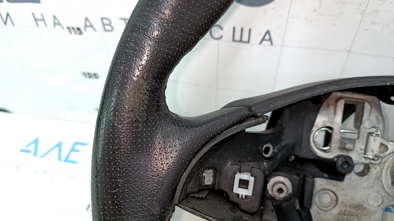 Steering wheel bare Lincoln MKZ 13-20 leather black, with wood trim, worn, dents, scratches