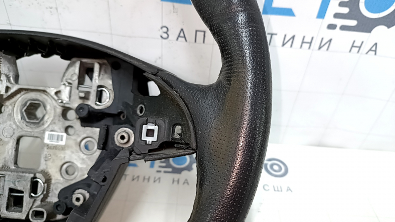 Steering wheel bare Lincoln MKZ 13-20 leather black, with wood trim, worn, dents, scratches