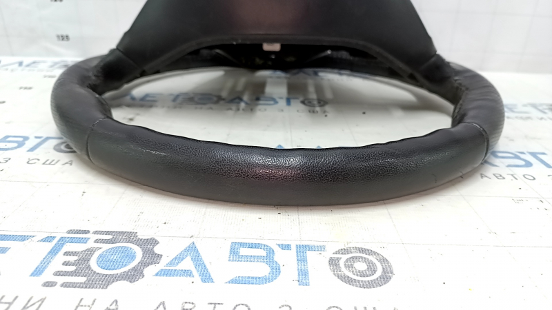 Steering wheel bare Lincoln MKZ 13-20 leather black, with wood trim, worn, dents, scratches
