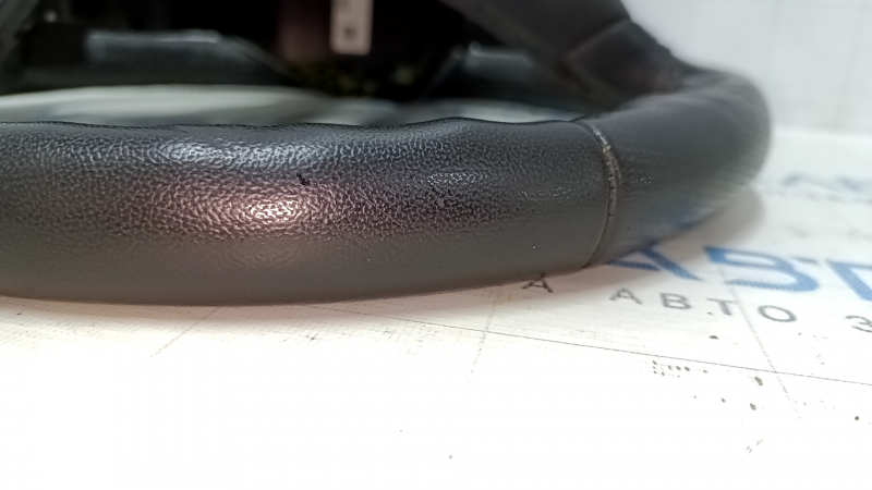 Steering wheel bare Lincoln MKZ 13-20 leather black, with wood trim, worn, dents, scratches