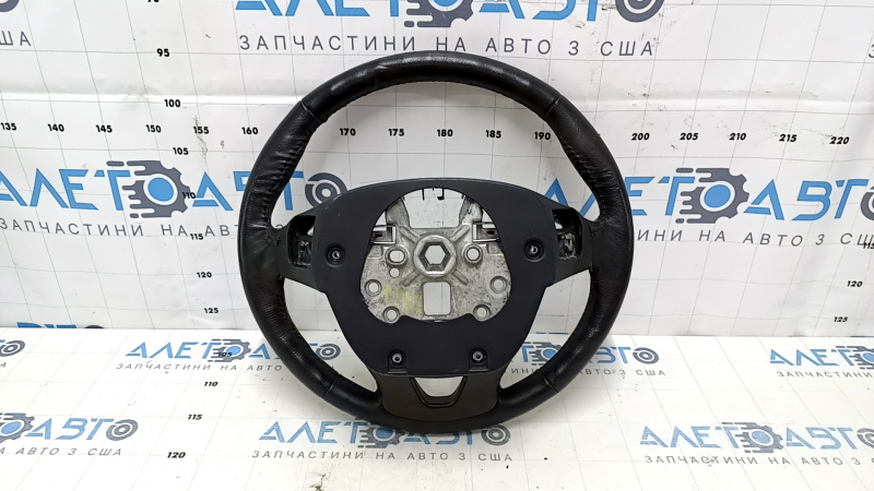 Steering wheel bare Lincoln MKZ 13-20 leather black, with wood trim, worn, dents, scratches