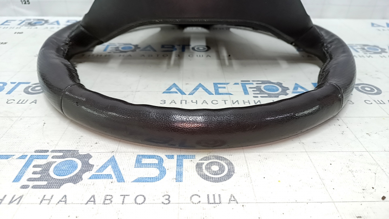 Steering wheel bare Lincoln MKZ 13-20 leather gray, with overlay under dark wood, scuffs, scratches