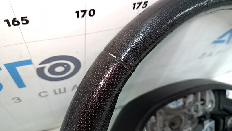 Steering wheel bare Lincoln MKZ 13-20 leather dark gray, with overlay, scratches, dents, abrasions