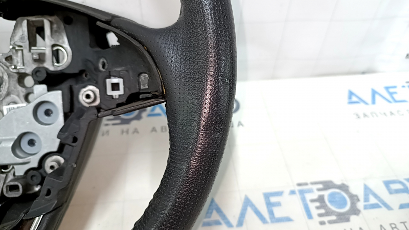 Steering wheel bare Lincoln MKZ 13-20 leather dark gray, with overlay, scratches, dents, abrasions