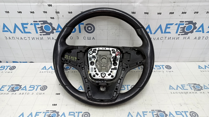 Naked steering wheel Chevrolet Malibu 13-15 leather black, without buttons and overlay, worn, scratch, peeling leather