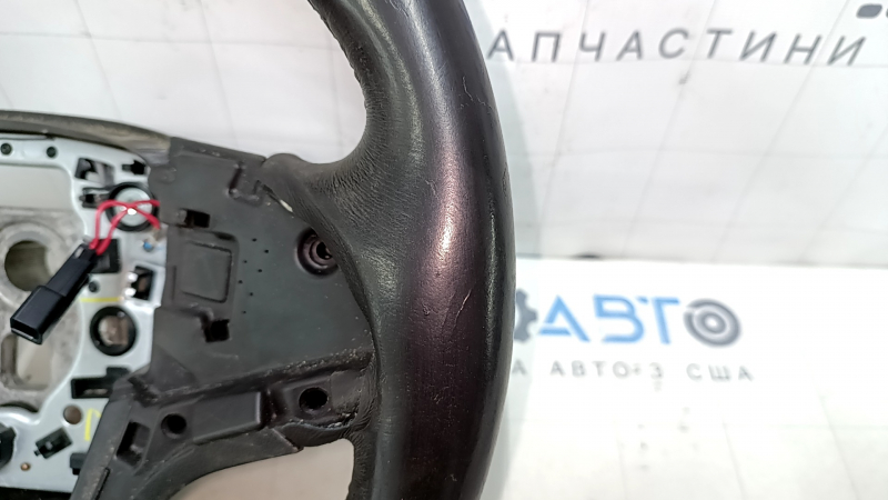 Naked steering wheel Chevrolet Malibu 13-15 leather black, without buttons and overlay, worn, scratch, peeling leather