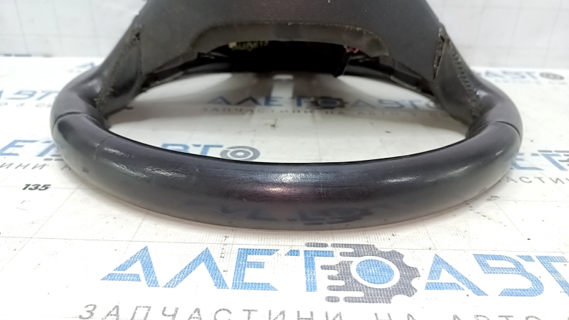 Naked steering wheel Chevrolet Malibu 13-15 leather black, without buttons and overlay, worn, scratch, peeling leather