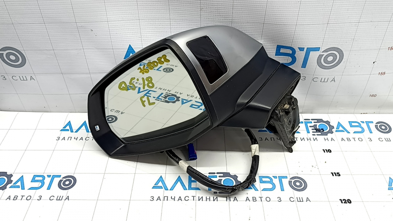 Left side mirror complete Audi Q5 80A 18-24 turn signal, auto-dimming, heating, BSM, camera, 15+4 pins, aluminum, sand
