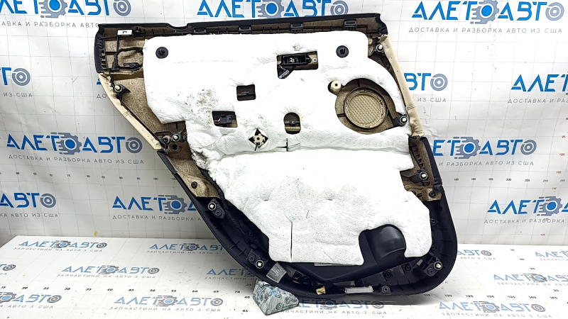 Door trim card rear right BMW X1 F48 16-22 leather beige with black, backlight, wood insert, armrest beige leather, with handle and pads, scratches, for cleaning