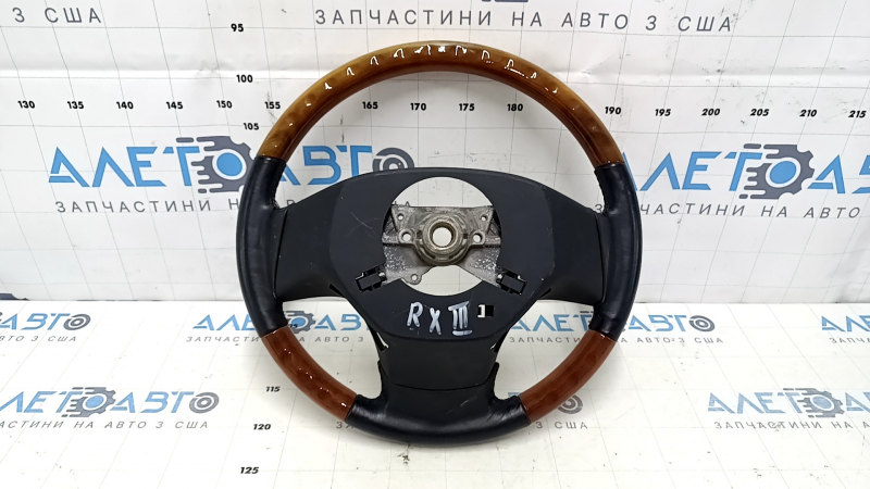 Bare steering wheel Lexus RX350 RX450h 10-12 pre-rest leather black, light wood, scratches, bumps, abrasions