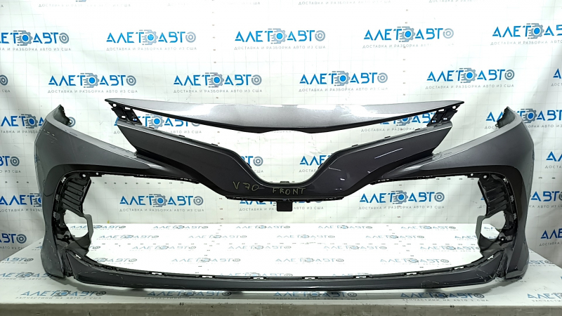 Front bumper bare Toyota Camry v70 18-20 LE\XLE without parking sensors, graphite, dented, scratches, made, broken fastening