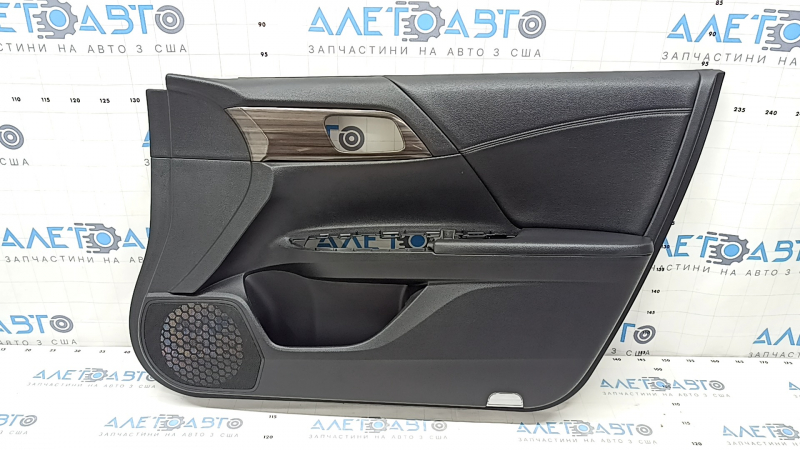 Door trim card front right Honda Accord 16-17 leather black, armrest leather black, molding under wood gloss, for cleaning