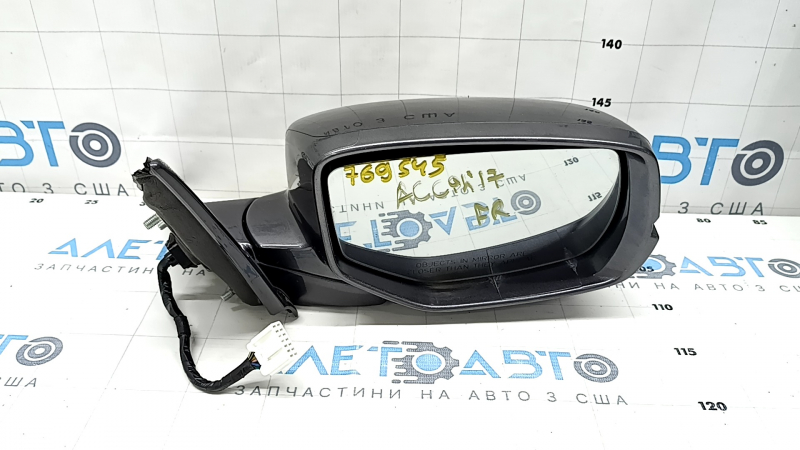 Side mirror right Honda Accord 16-17 12 pins, turn signal, camera, graphite