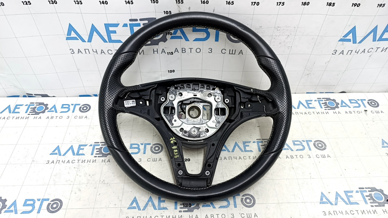Naked steering wheel Mercedes CLA 14-19 leather black, white stitching, scratches, dents