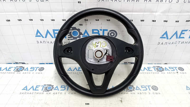Naked steering wheel Mercedes CLA 14-19 leather black, white stitching, scratches, dents