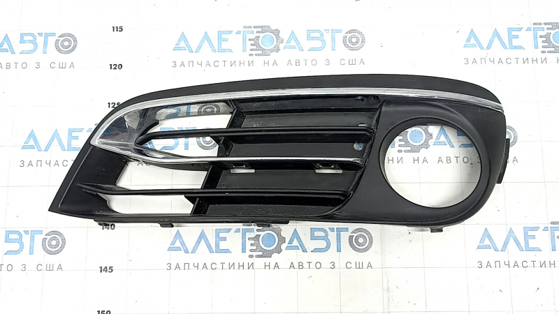 Lower grille front bumper left BMW 5 F10 14-16 partially open under fog lights, Luxury Line, with chrome molding, sand