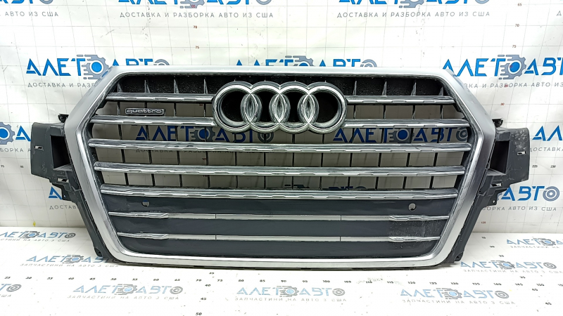 Radiator grill assembly Audi Q7 16-19 gray, for parking sensors, with emblems, sand