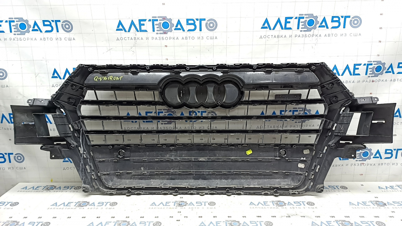 Radiator grill assembly Audi Q7 16-19 gray, for parking sensors, with emblems, sand