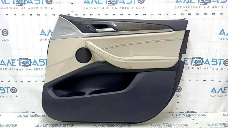 Door trim card front right BMW X3 G01 18-21 beige leather, beige leather insert, gray stitching, wood insert Var.poplar, gray, with handle, with buttons