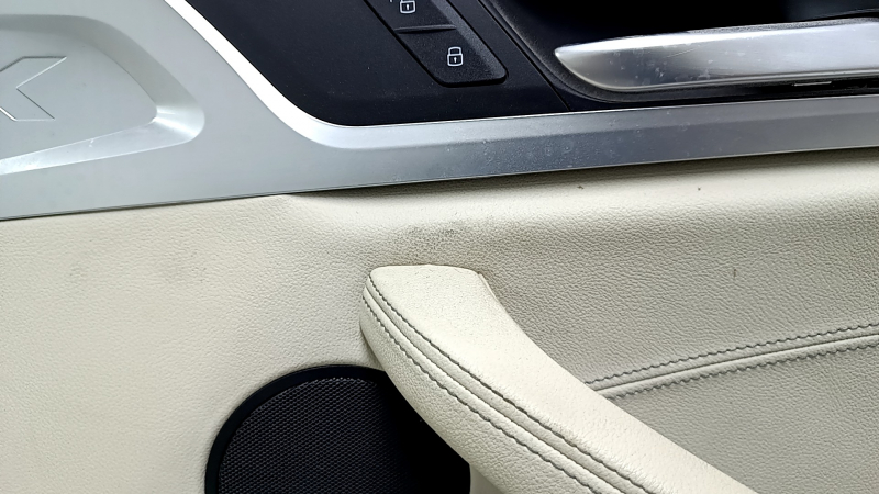 Door trim card front right BMW X3 G01 18-21 beige leather, beige leather insert, gray stitching, wood insert Var.poplar, gray, with handle, with buttons