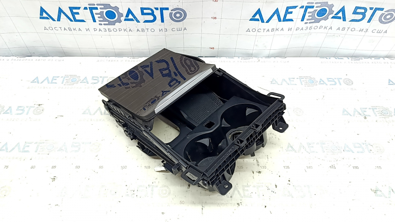 Box pocket center console with cup holders BMW X5 G05 19-24 for wireless charging, Fineline Stripe trim, scratches, broken cup holder mounts