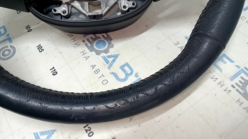 Naked steering wheel Jeep Renegade 15-22 leather, black, without cushion and buttons, red stitching, heated, worn, scratches