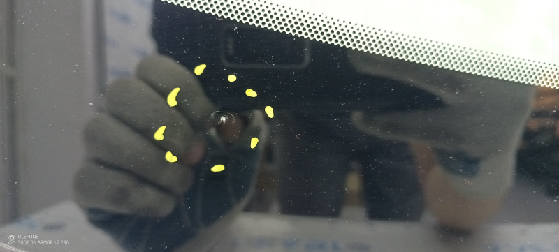 Ford Edge 19-24 SISECAM windshield, with heated wipers, heated lane keeping camera, with moldings, chips, sand, repaired chip