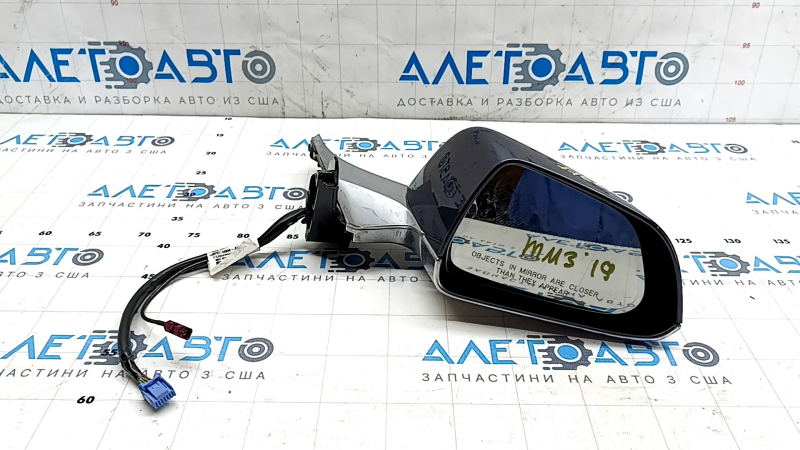 Right side mirror assembly for Tesla Model 3 18-20, 13+1 pins, heated, auto-dimming, graphite, chrome, with bumpers
