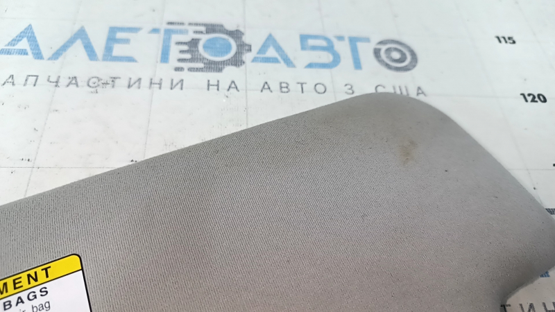 Right sun visor for Toyota Prius V 12-17, gray, without hook, dry-cleanable
