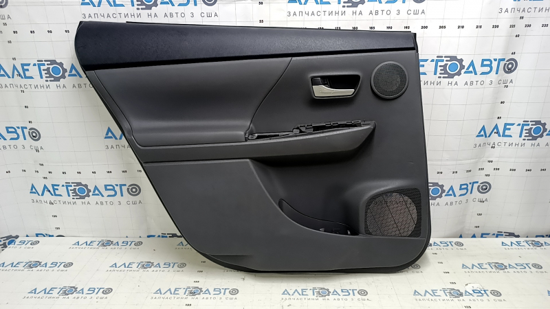 Door trim, rear left, Toyota Prius V 12-14, dark gray, dark gray leather insert, JBL, with handle, scratches, dented, scratch on the handle
